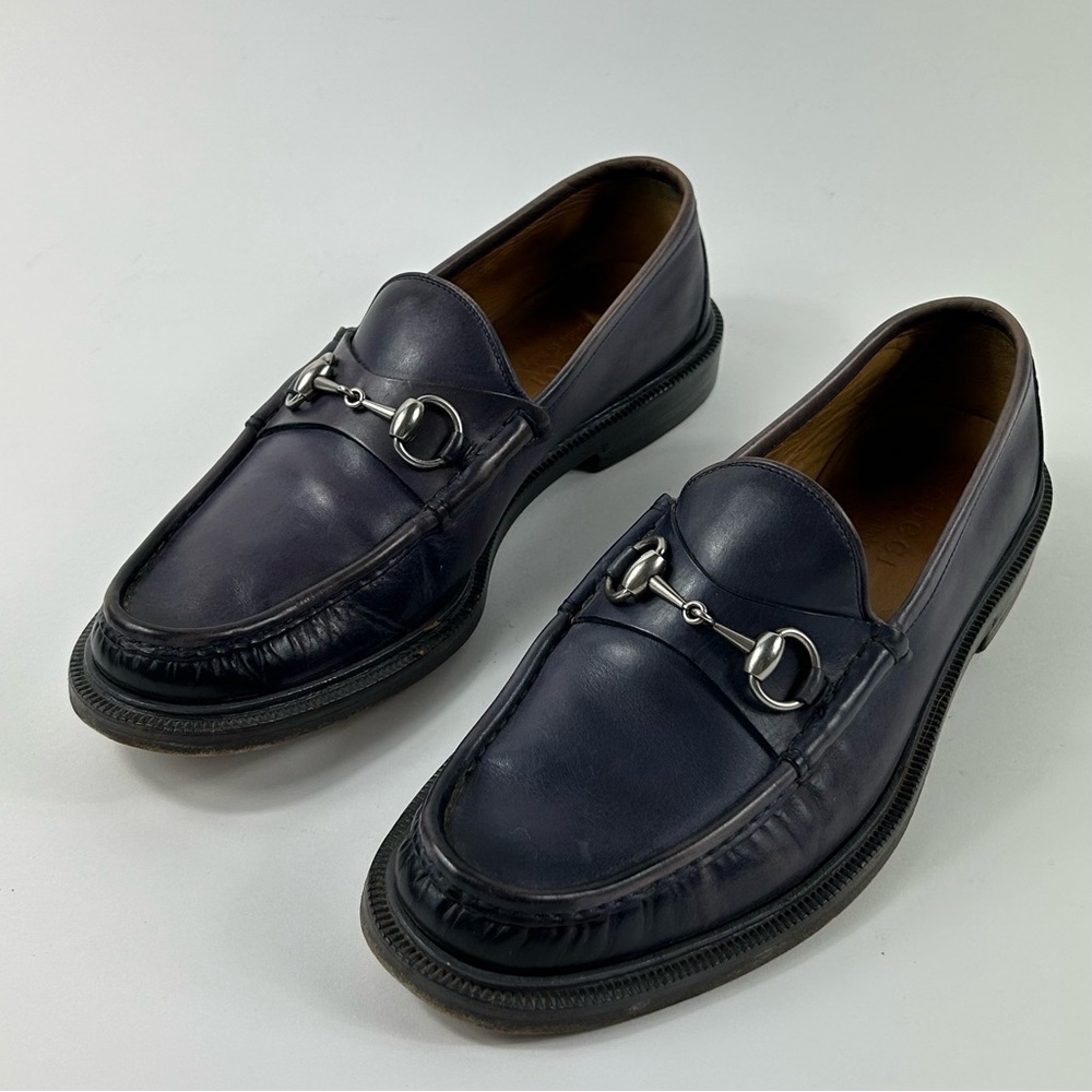 GUCCI Purple Leather Horsebit Loafers Size 7